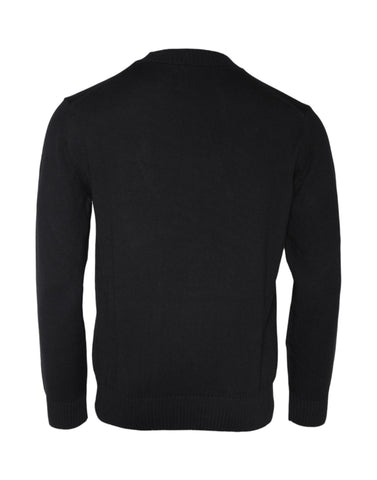 Black Versace Medusa embroidery crew neck sweater with detailed Medusa design on the front.