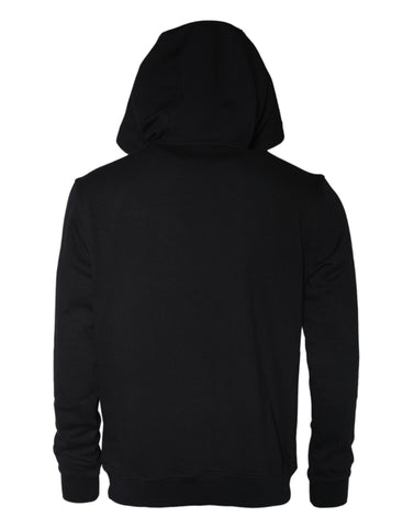 Versace black cotton hoodie featuring Medusa print, pullover sweatshirt with long sleeves and casual fit.