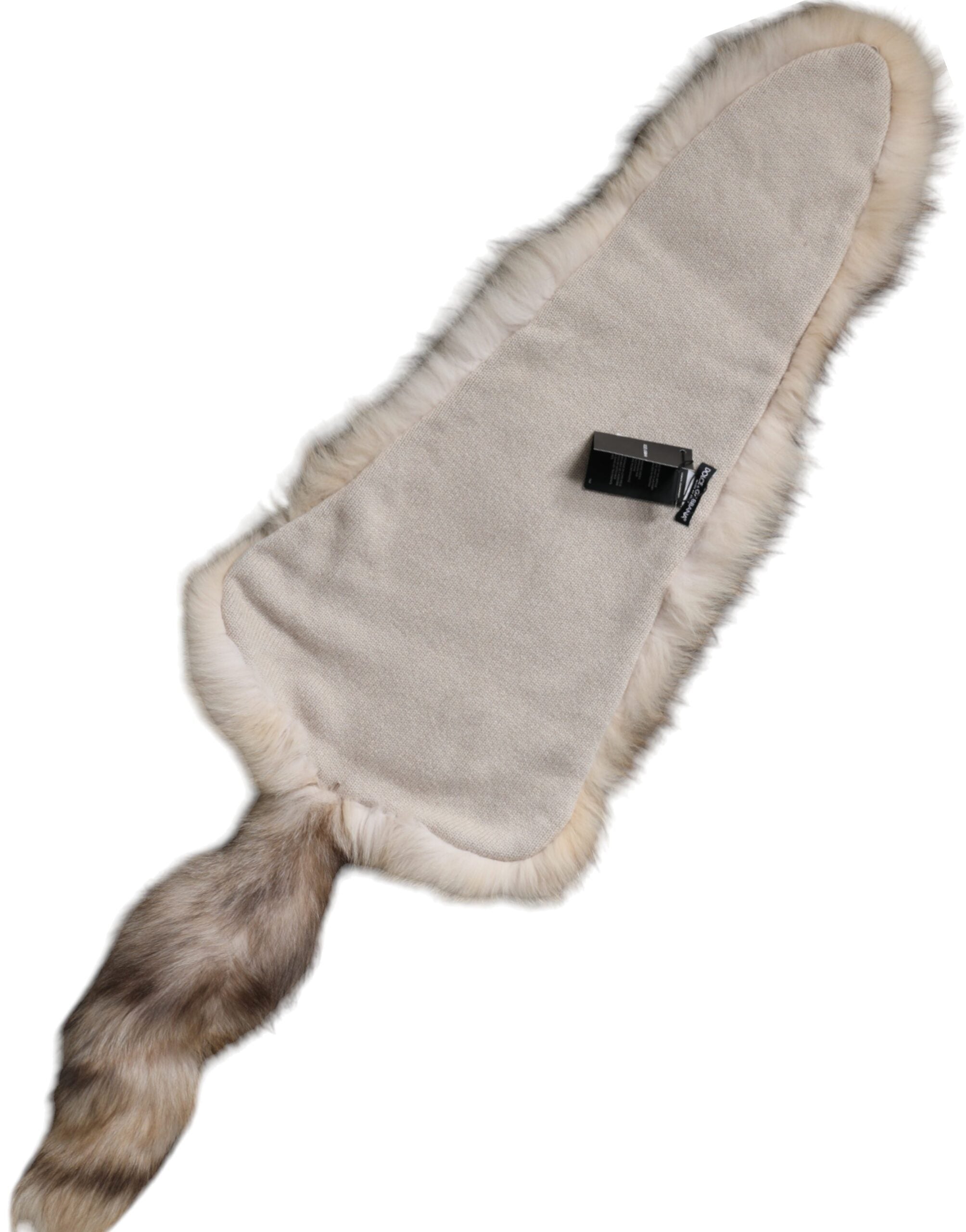Brown frost fox fur neck warmer winter scarf by Dolce & Gabbana, showcasing plush fur with a cozy, elegant design.