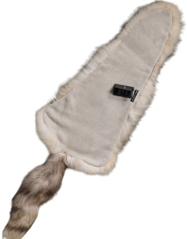 Brown frost fox fur neck warmer winter scarf by Dolce & Gabbana, showcasing plush fur with a cozy, elegant design.