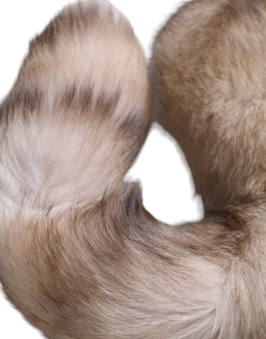 Brown frost fox fur neck warmer winter scarf by Dolce & Gabbana, showcasing a plush, warm fur design perfect for cold weather.