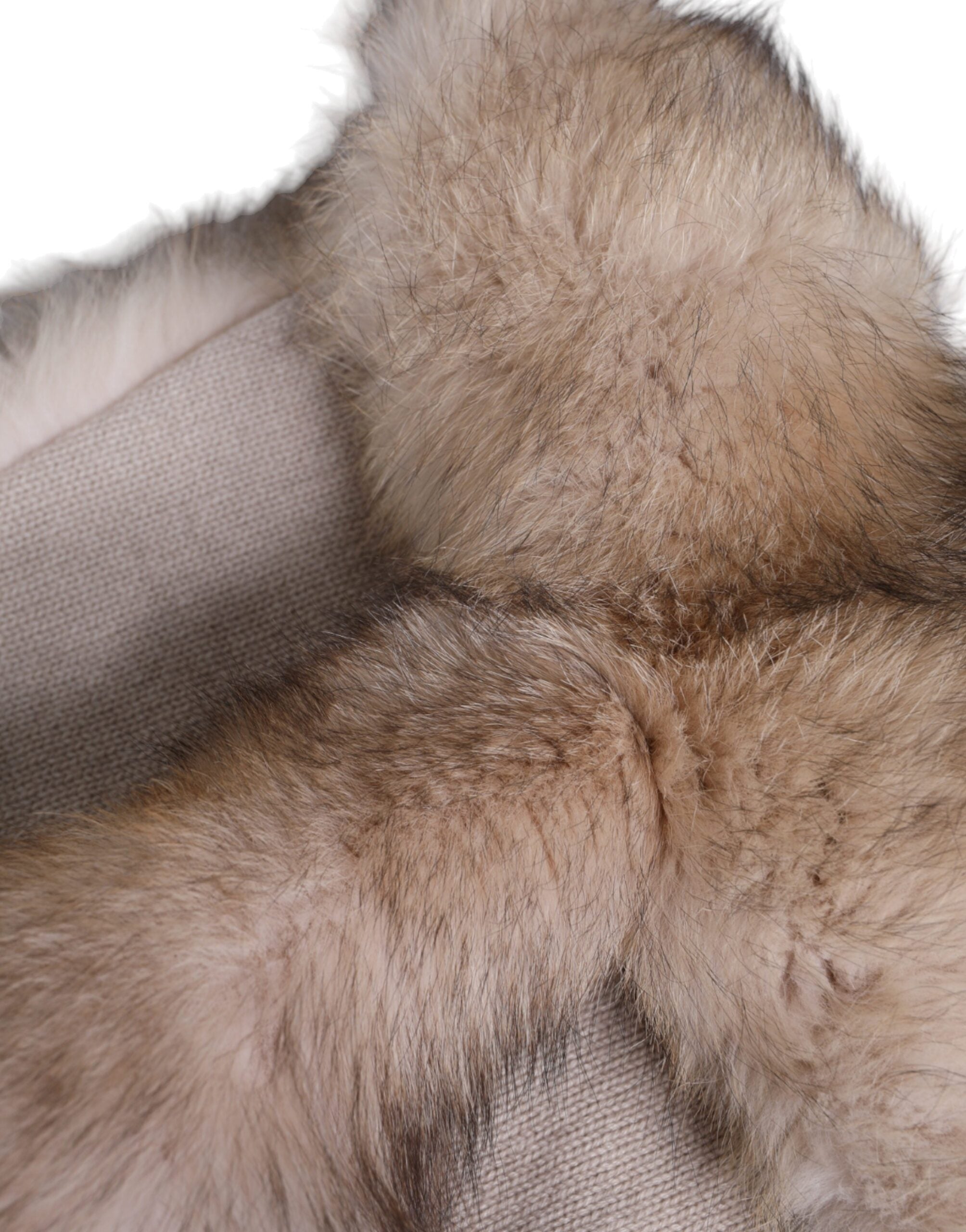 Brown frost fox fur neck warmer winter scarf by Dolce & Gabbana, featuring soft fur and cozy design for cold weather.