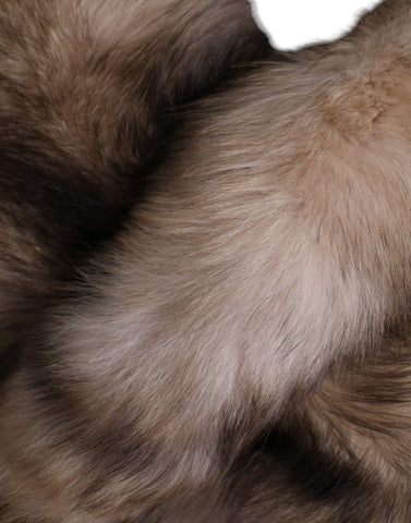 Brown frost fox fur neck warmer winter scarf by Dolce & Gabbana, showcasing soft fur and cozy design for cold weather.