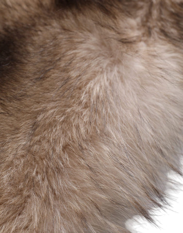 Brown frost fox fur neck warmer and winter scarf by Dolce & Gabbana, featuring plush fox fur and cozy, stylish design.