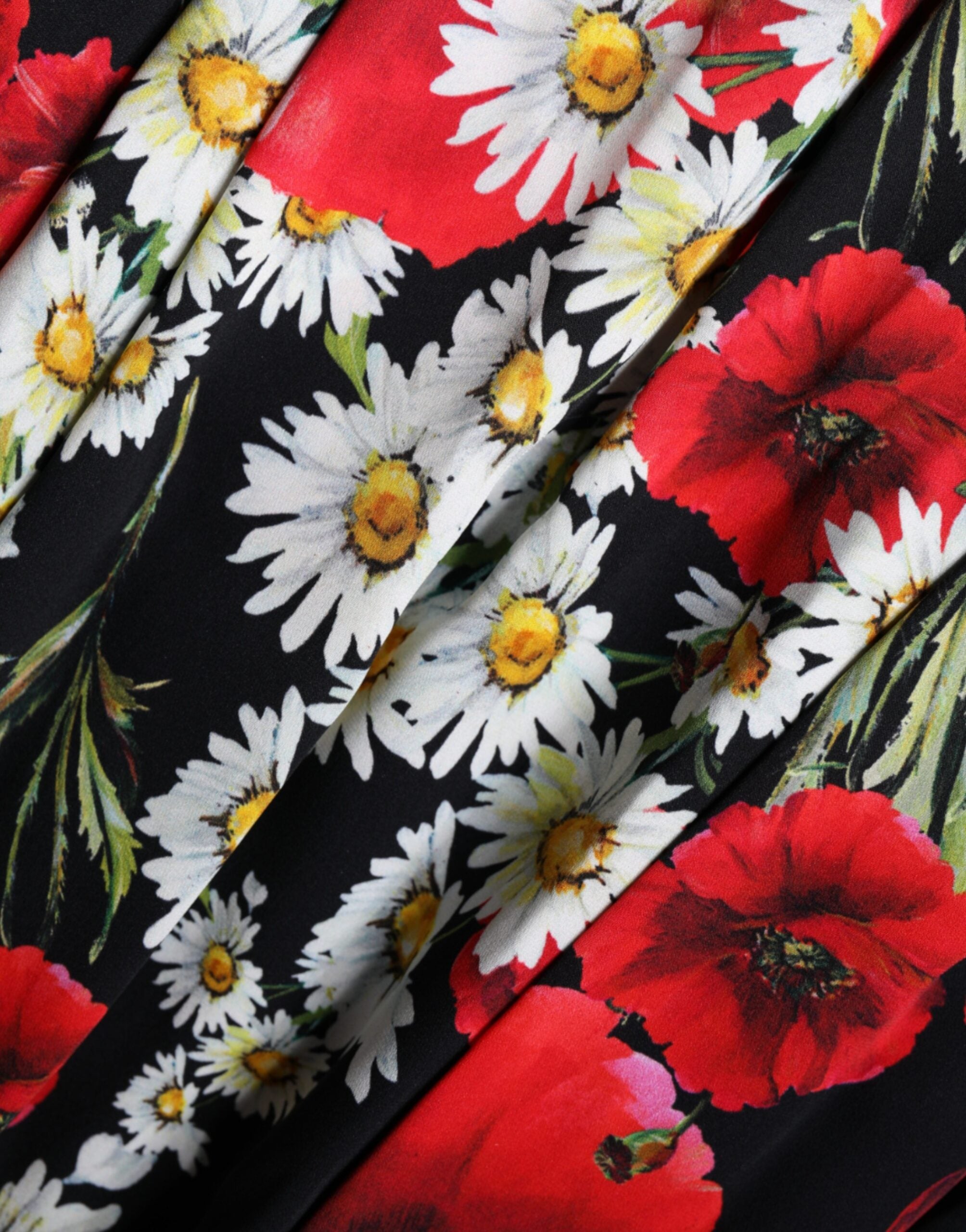 Black floral silk sleeveless long gown dress by Dolce & Gabbana, featuring elegant design and intricate floral pattern.