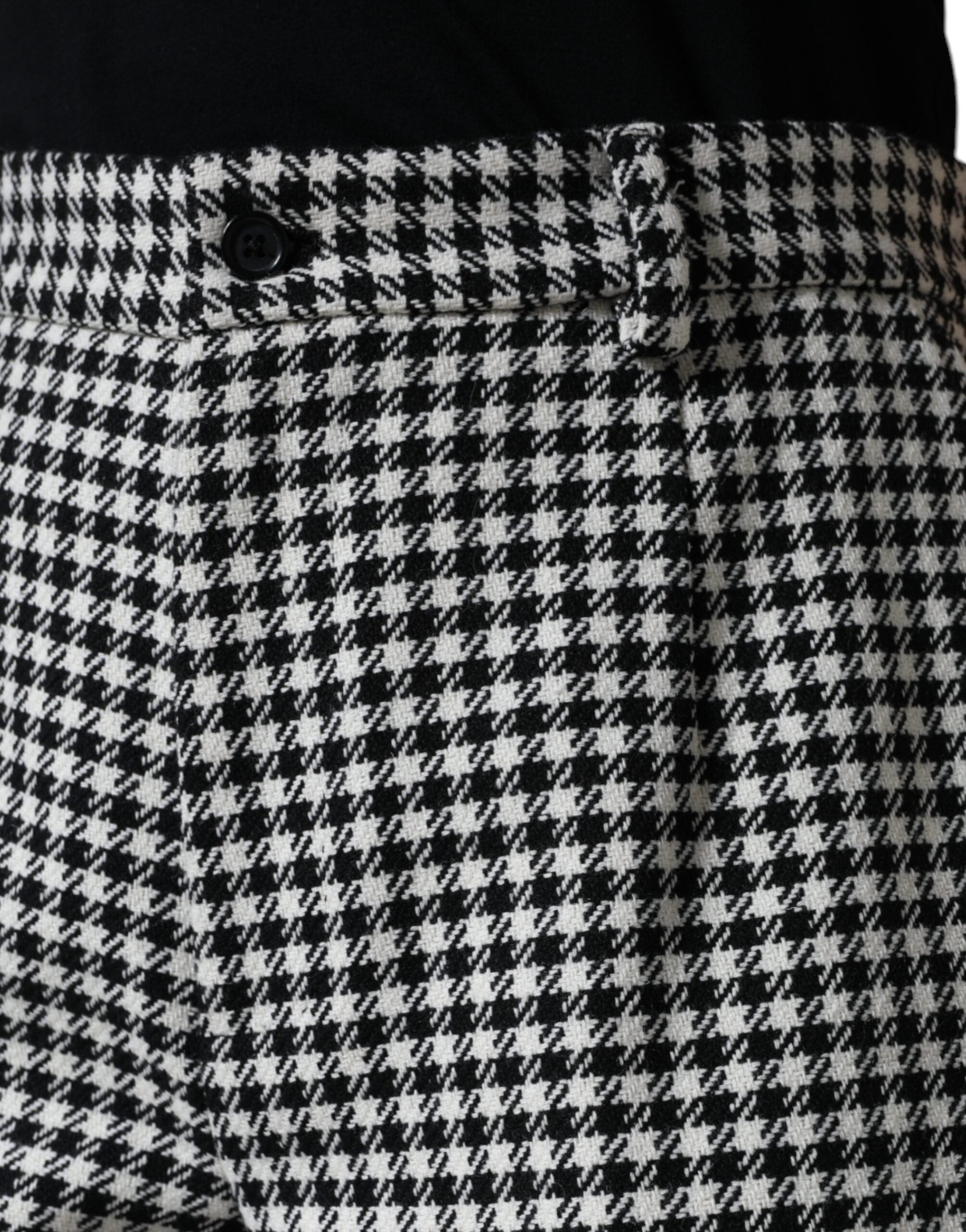 Black and white houndstooth cropped wide-leg pants by Dolce & Gabbana, shown with a relaxed fit and stylish design.