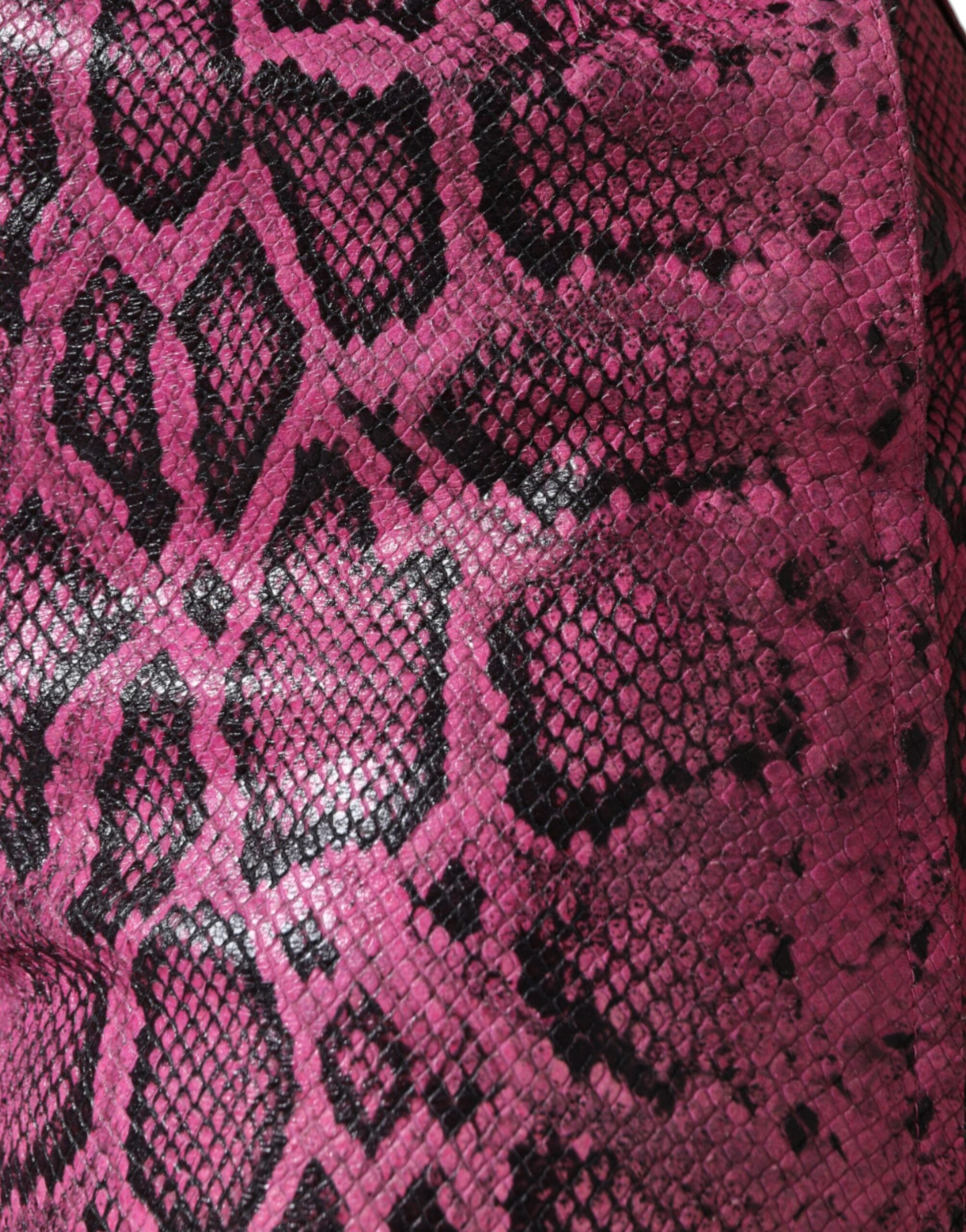 Pink leather high waist hot pants shorts by Dolce & Gabbana, featuring a fitted design and sleek leather finish.