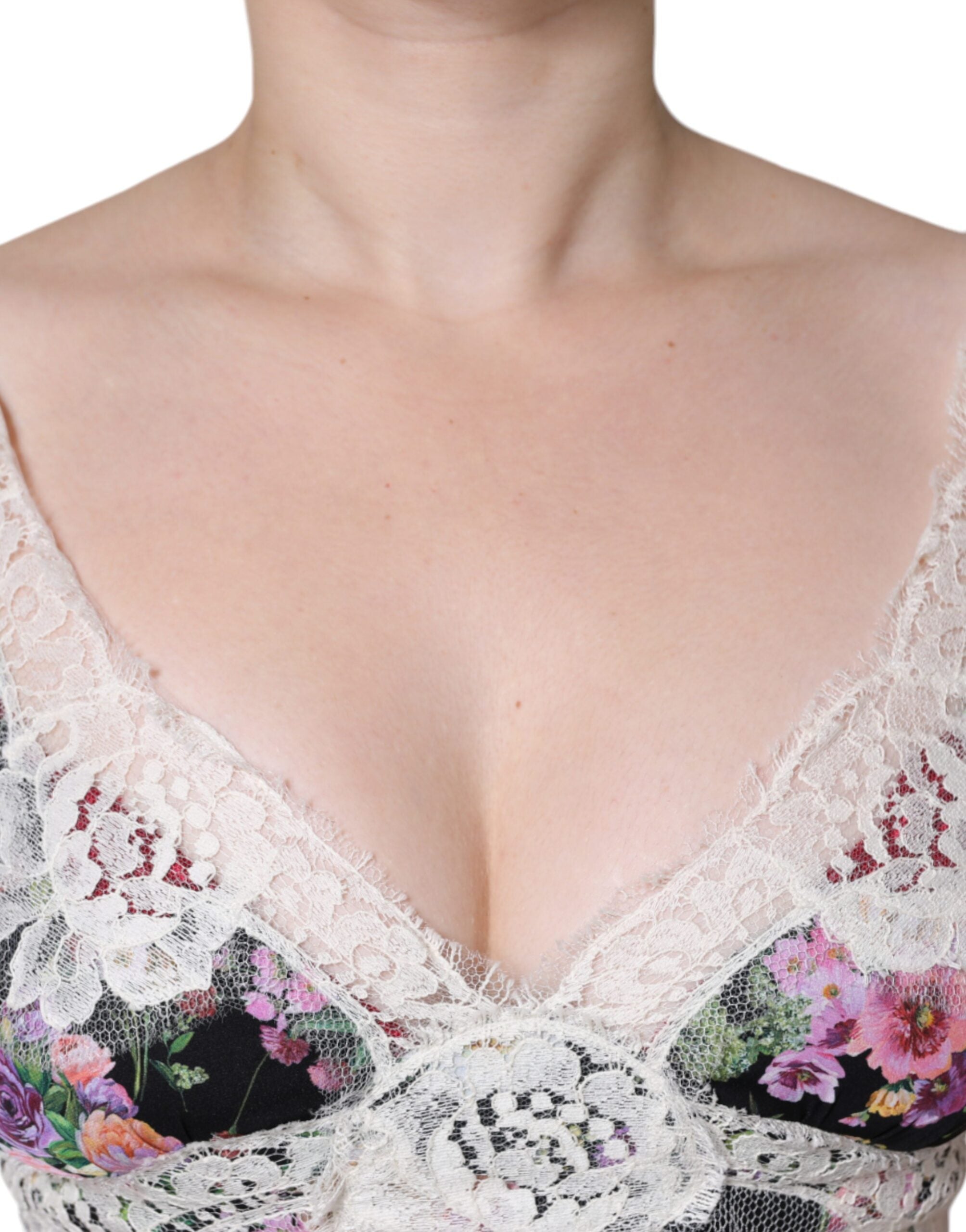 Black floral lace short sleeves blouse top by Dolce & Gabbana, featuring intricate lace details and a stylish fit.