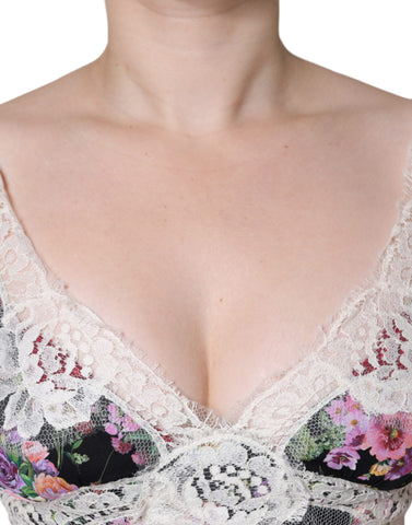 Black floral lace short sleeves blouse top by Dolce & Gabbana, featuring intricate lace details and a stylish fit.