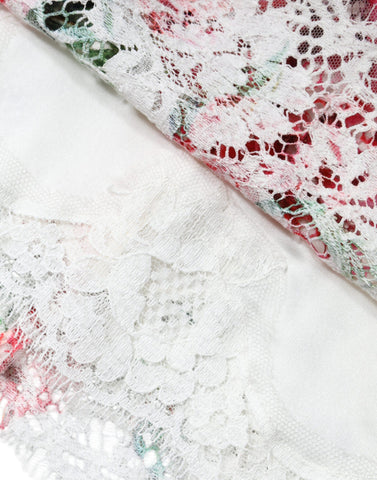 White peony lace short sleeve blouse top by Dolce & Gabbana, featuring intricate lace details and a feminine fit.