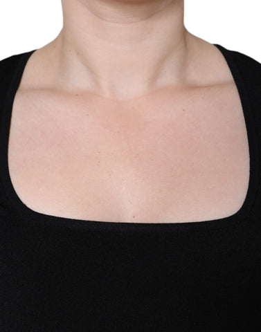 Black long-sleeve blouse with square neckline by Dolce & Gabbana, featuring elegant fabric and stylish design.