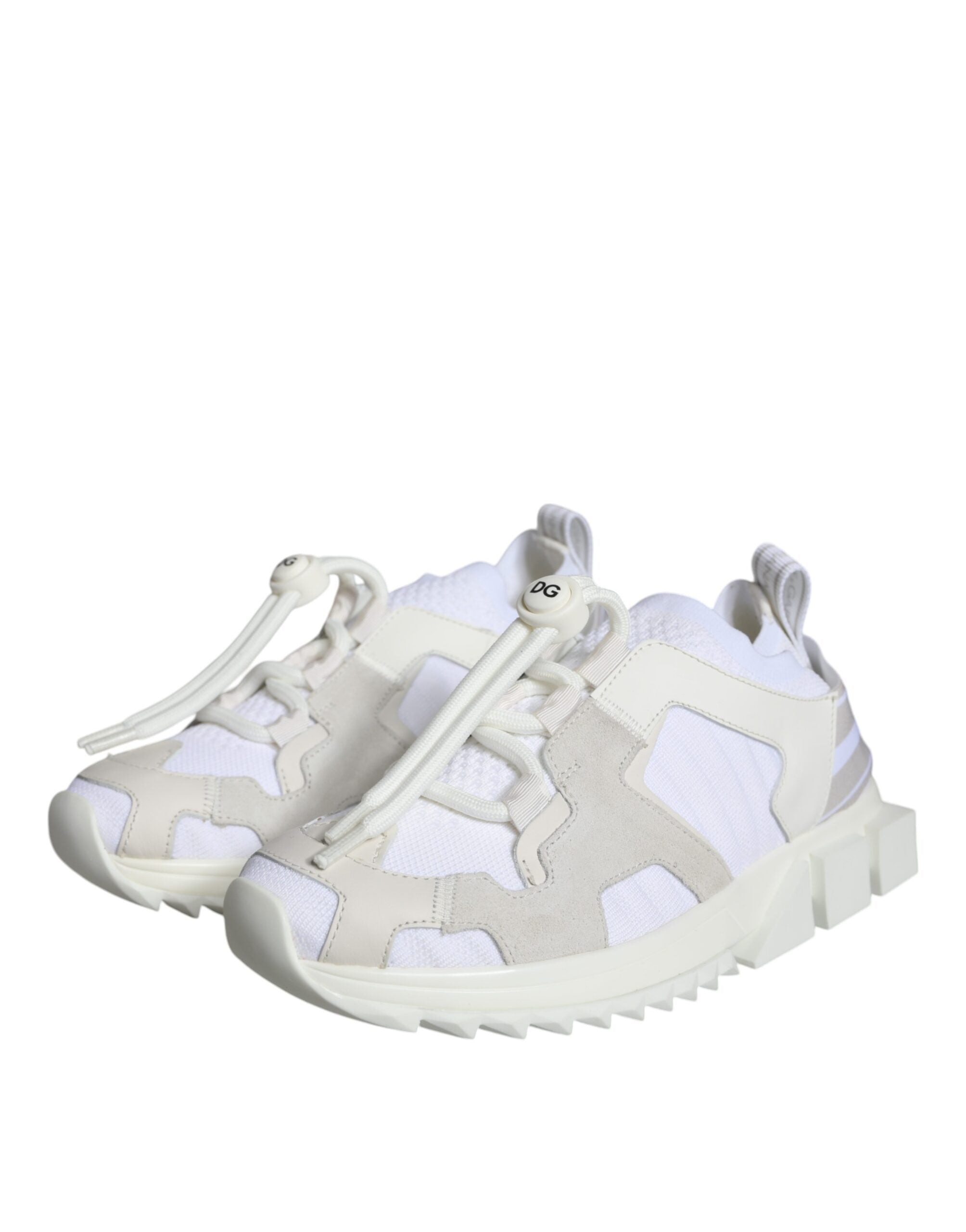 White mesh Sorrento trekking sneakers by Dolce & Gabbana with lace-up design and rugged sole, suitable for outdoor adventures.