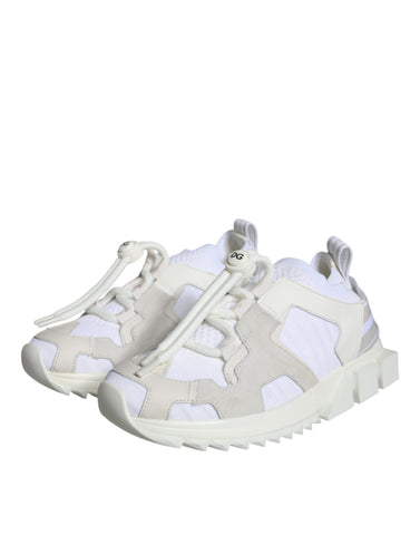 White mesh Sorrento trekking sneakers by Dolce & Gabbana with lace-up design and rugged sole, suitable for outdoor adventures.