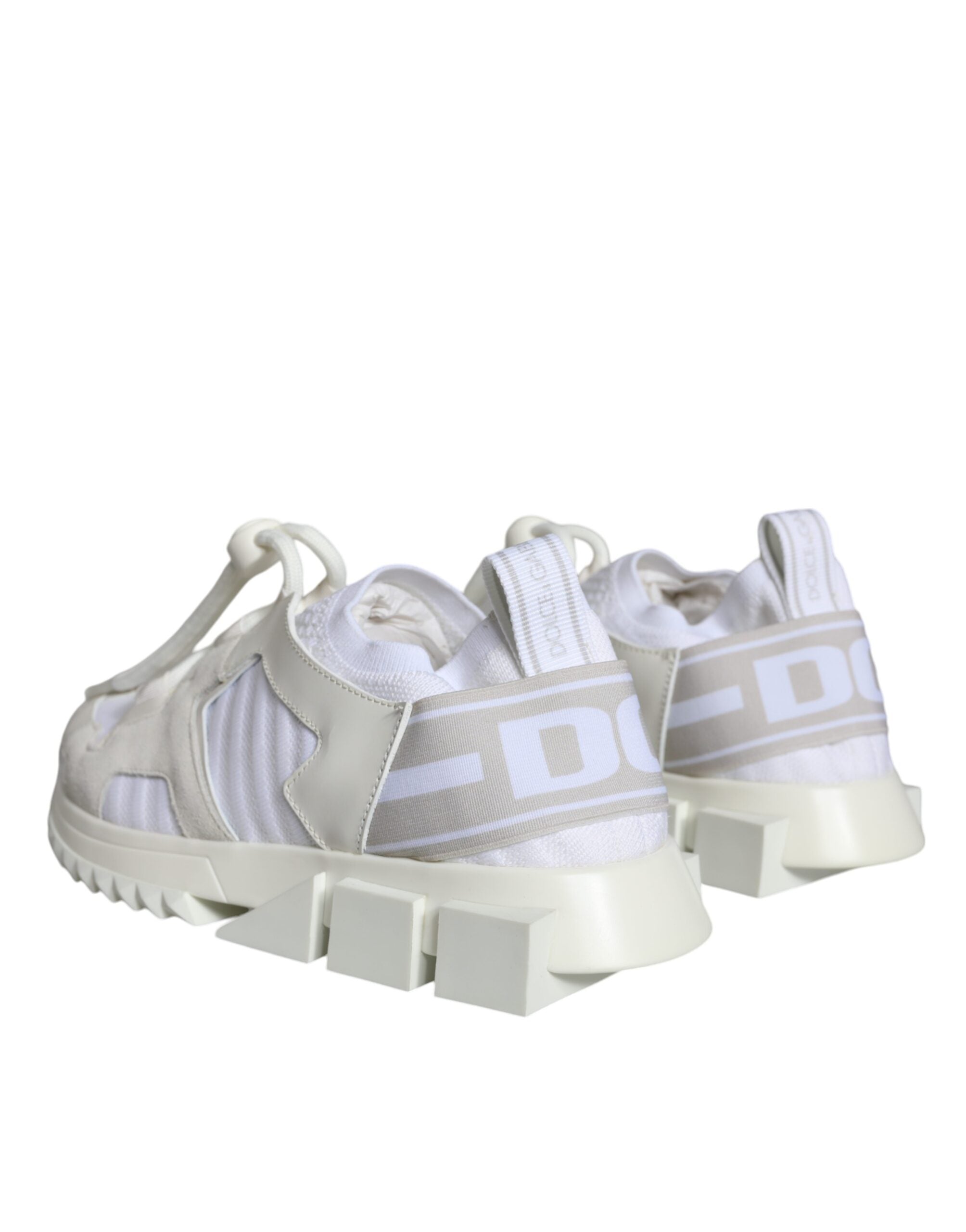 White mesh Sorrento trekking sneakers by Dolce & Gabbana, featuring breathable fabric and sporty design for outdoor activities.