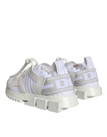 White mesh Sorrento trekking sneakers by Dolce & Gabbana, featuring breathable fabric and sporty design for outdoor activities.
