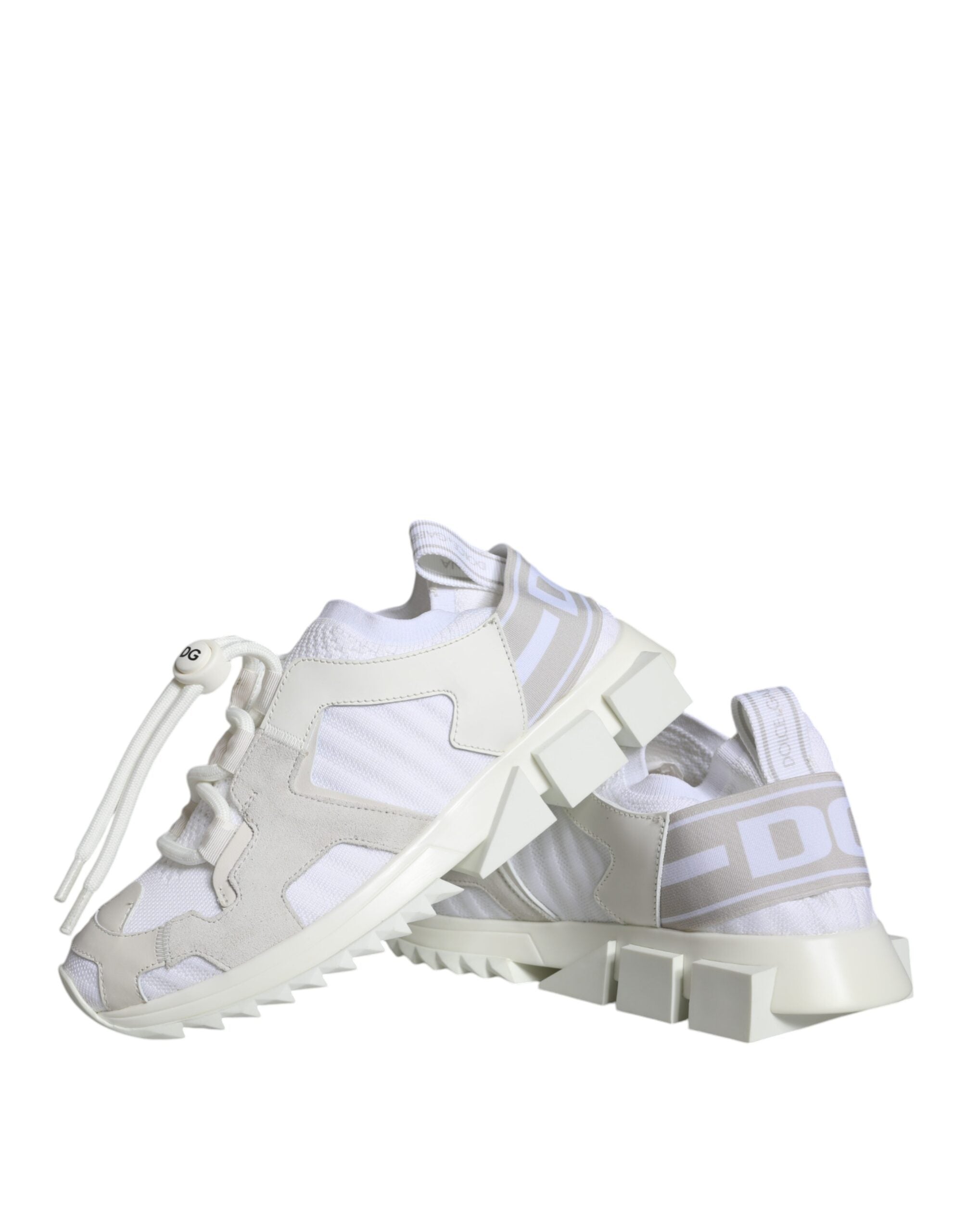 White mesh Sorrento trekking sneakers by Dolce & Gabbana with cushioned soles and stylish design, suitable for outdoor adventures.