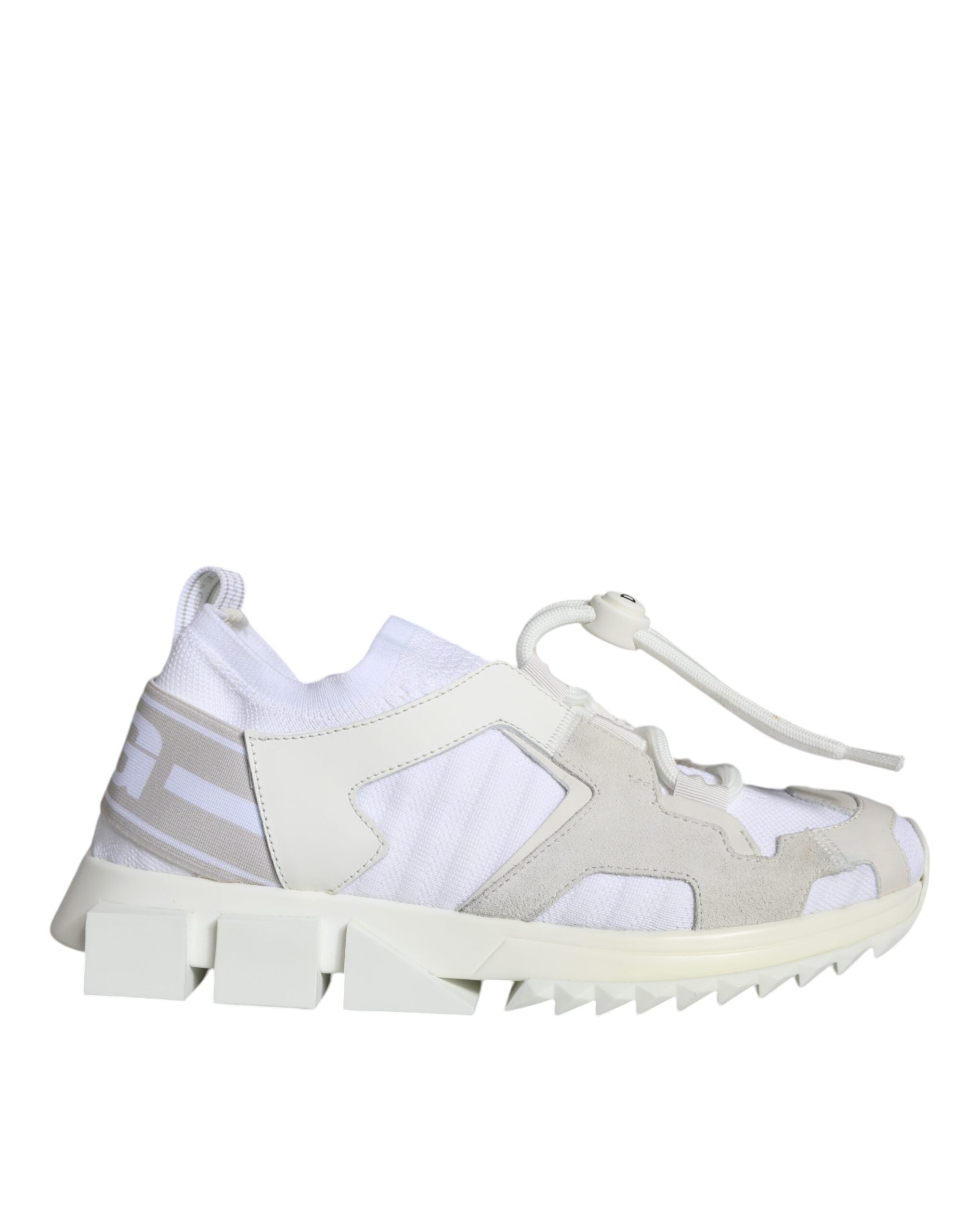 White mesh Sorrento trekking sneakers by Dolce & Gabbana, featuring breathable material and sporty design.