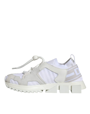 White mesh Sorrento trekking sneakers by Dolce & Gabbana with durable soles and stylish design for outdoor activities.