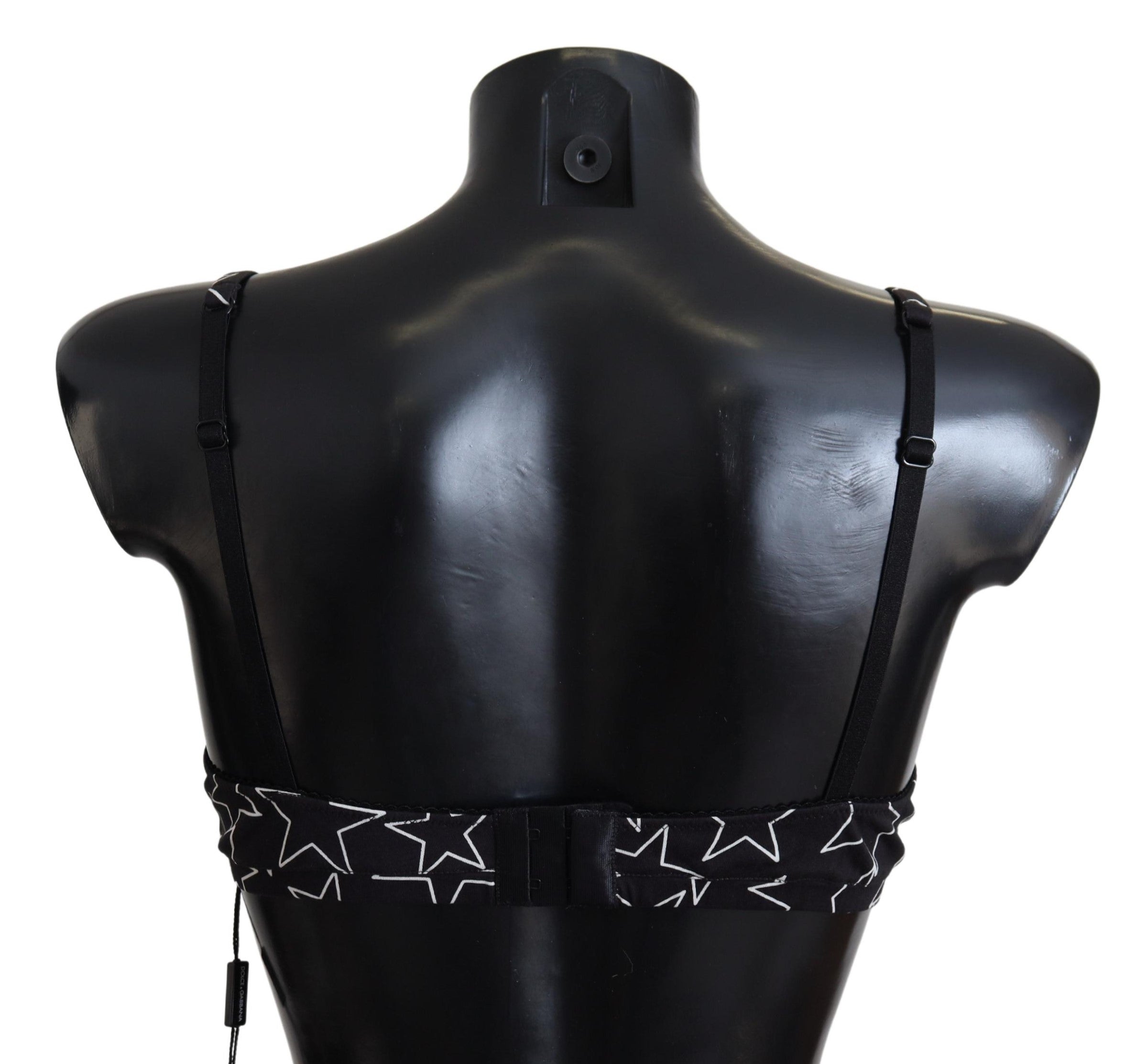 Black Millennials Star non-wire cotton bra underwear by Dolce & Gabbana, featuring star pattern and soft cotton fabric.