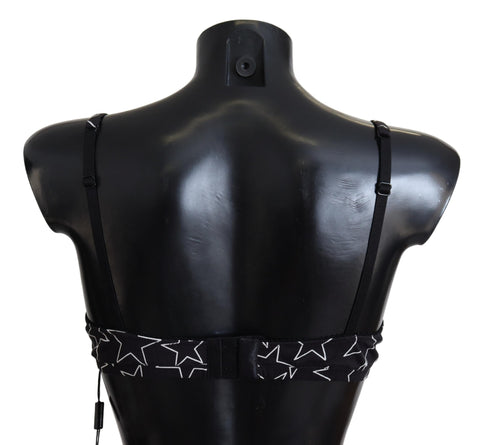 Black Millennials Star non-wire cotton bra underwear by Dolce & Gabbana, featuring star pattern and soft cotton fabric.