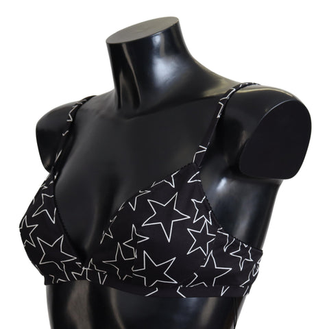 Black Millennials Star non-wire cotton bra underwear by Dolce & Gabbana, featuring star print and comfortable fit.