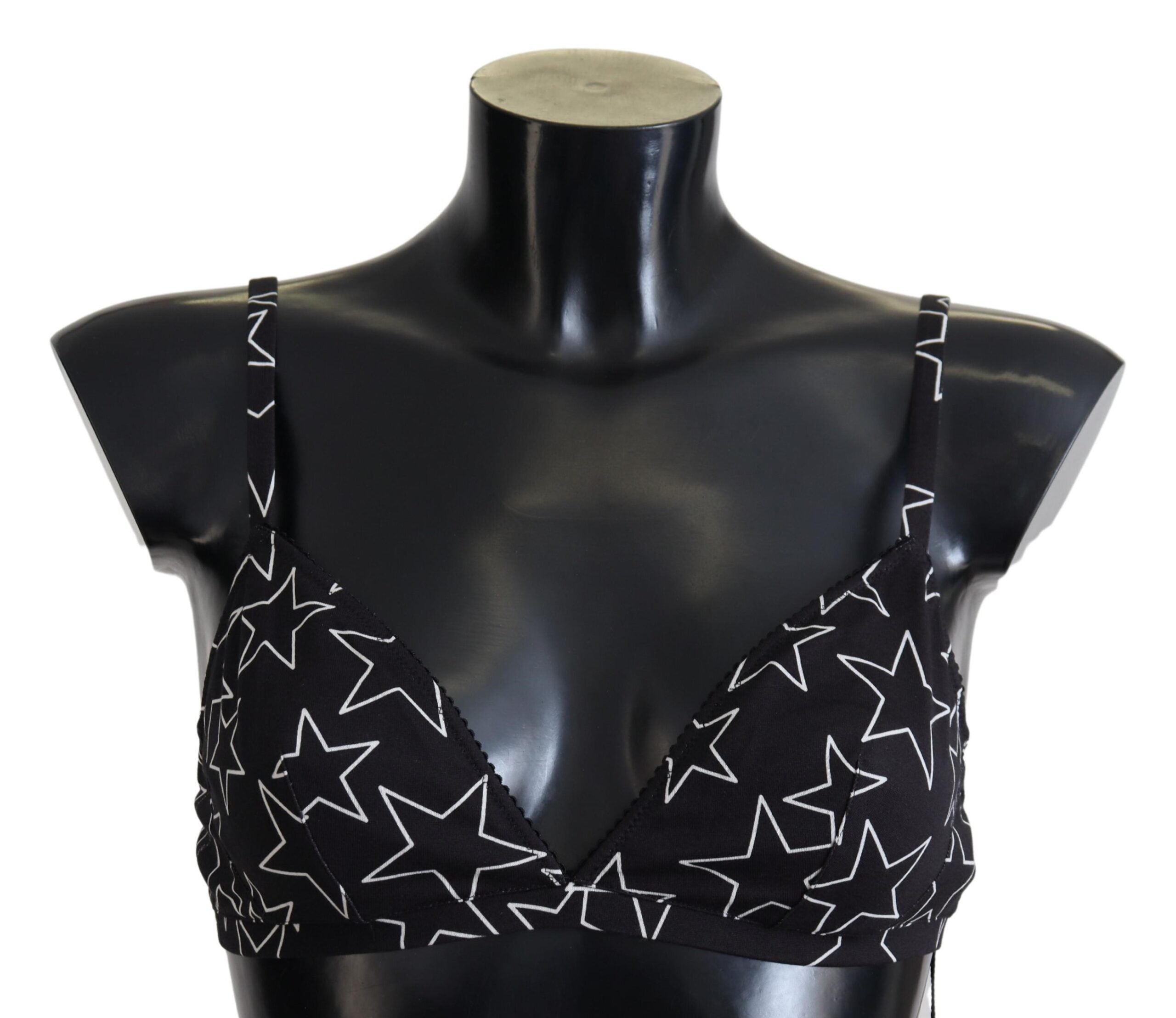 Black Millennials Star non-wire cotton bra by Dolce & Gabbana with star pattern, comfortable undergarment for everyday wear.