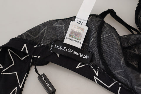Black Millennials Star non-wire cotton bra underwear by Dolce & Gabbana, featuring star patterns and comfortable non-wire design.
