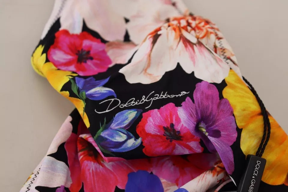 Black floral print bikini bottom from Dolce & Gabbana with a stylish swimwear design.