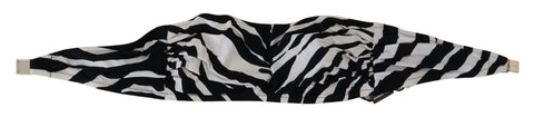 Black and white zebra print Dolce & Gabbana bandeau swimwear bikini top with strapless design and bold pattern.