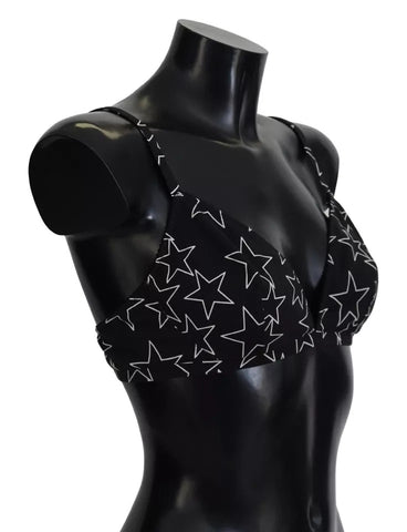 Black Millennials Star non-wire cotton bra underwear by Dolce & Gabbana, featuring star pattern and comfortable fit.