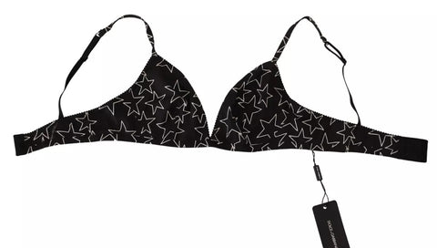 Black Millennials Star non-wire cotton bra underwear by Dolce & Gabbana, featuring star print design and comfortable fit.