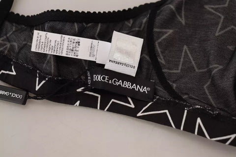 Black Millennials Star cotton bra by Dolce & Gabbana, non-wire underwear with star pattern and soft cotton fabric.