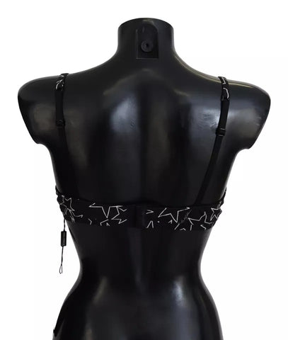 Black Millennials Star non-wire cotton bra underwear by Dolce & Gabbana, featuring star patterns and soft cotton fabric.
