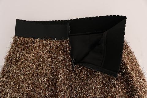 Gold and black Dolce & Gabbana short mini skirt with a sleek, fitted design and stylish waistband.