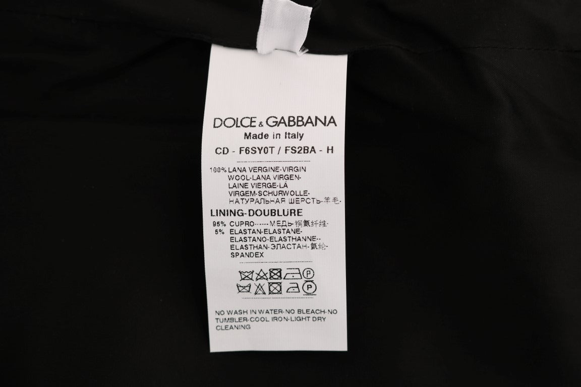 Gray polka dotted wool sheath dress by Dolce & Gabbana, featuring a fitted silhouette and classic round neckline.