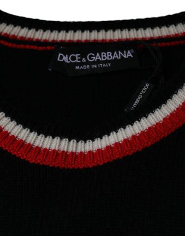Black cashmere pig of the year pullover sweater by Dolce & Gabbana, featuring a detailed pig embroidery on soft cashmere fabric.