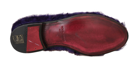 Purple sheep fur leather loafers by Dolce & Gabbana with a sleek design and soft fur detailing.