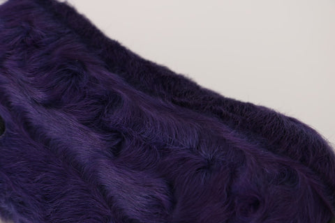 Purple sheep fur leather loafers by Dolce & Gabbana with a sleek slip-on design and plush fur details.