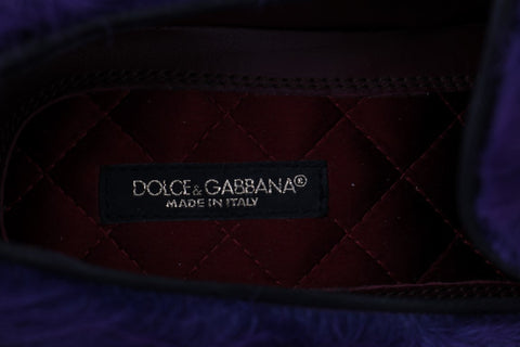 Purple sheep fur leather loafers by Dolce & Gabbana with sleek design and detailed stitching.