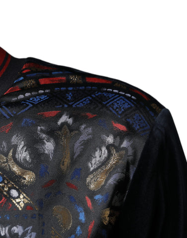 Multicolor Jacquard crew neck sweatshirt by Dolce & Gabbana showing vibrant patterned knit fabric and classic fit.