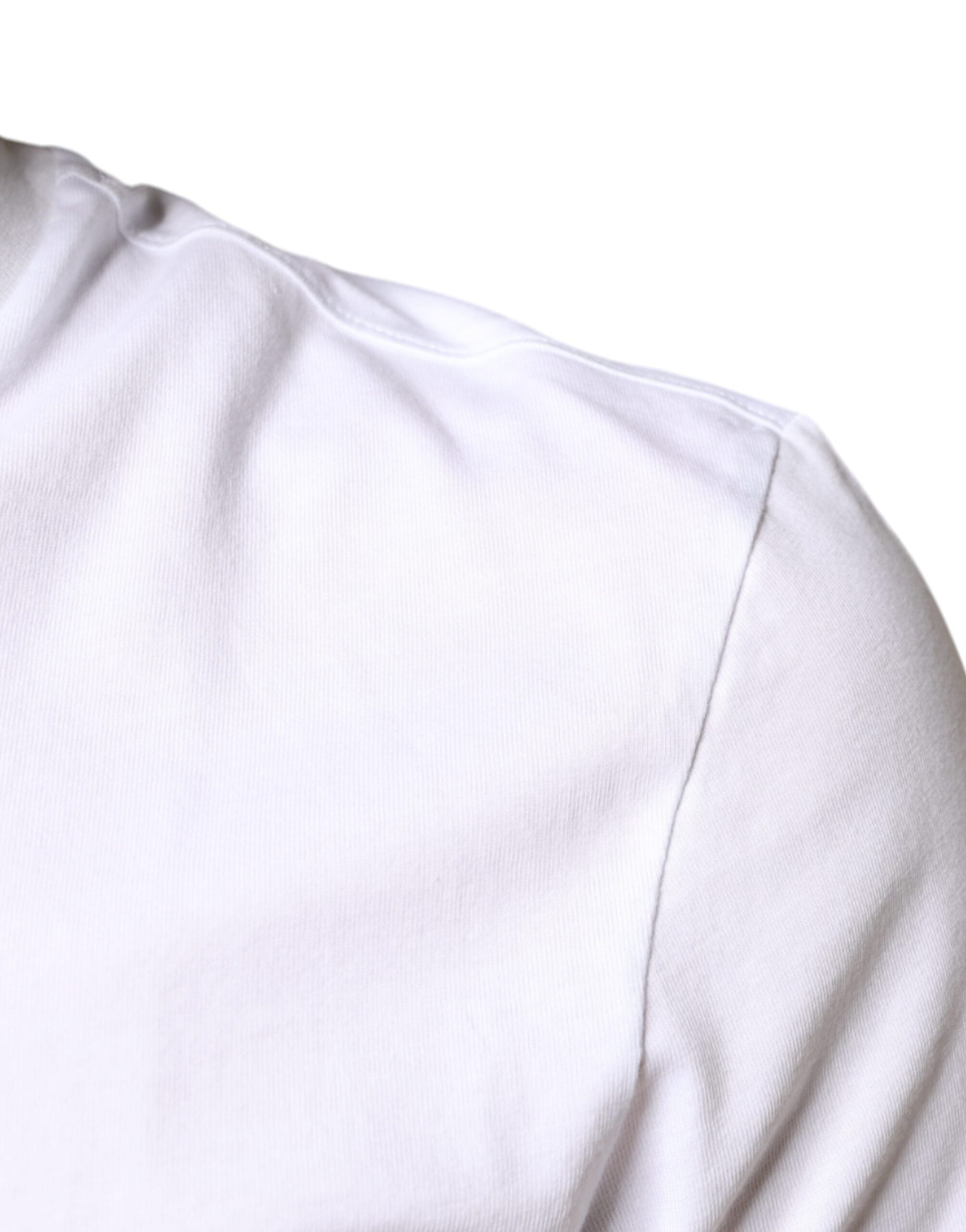 White cotton Dolce & Gabbana casual T-shirt with applique detailing, featuring a relaxed fit and classic crew neck.