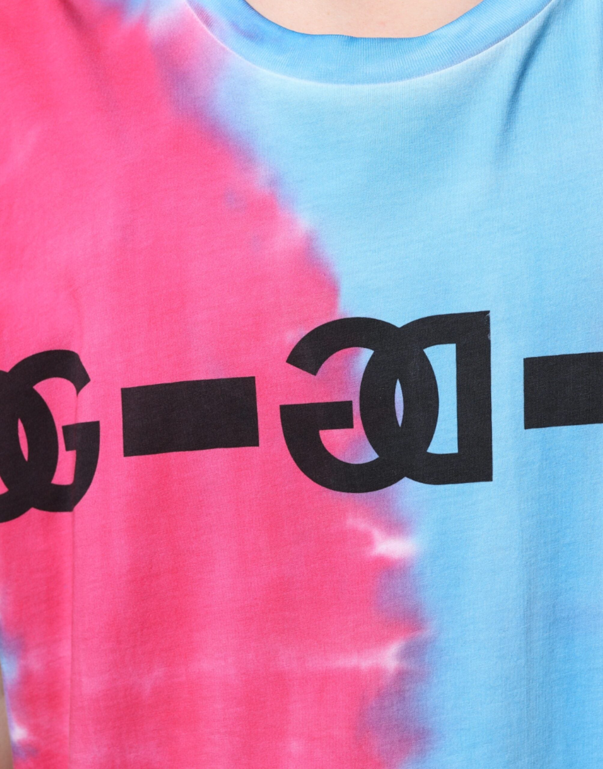 Multicolor tie-dye cotton sleeveless T-shirt by Dolce & Gabbana, showing vibrant, swirling dye patterns on soft fabric.