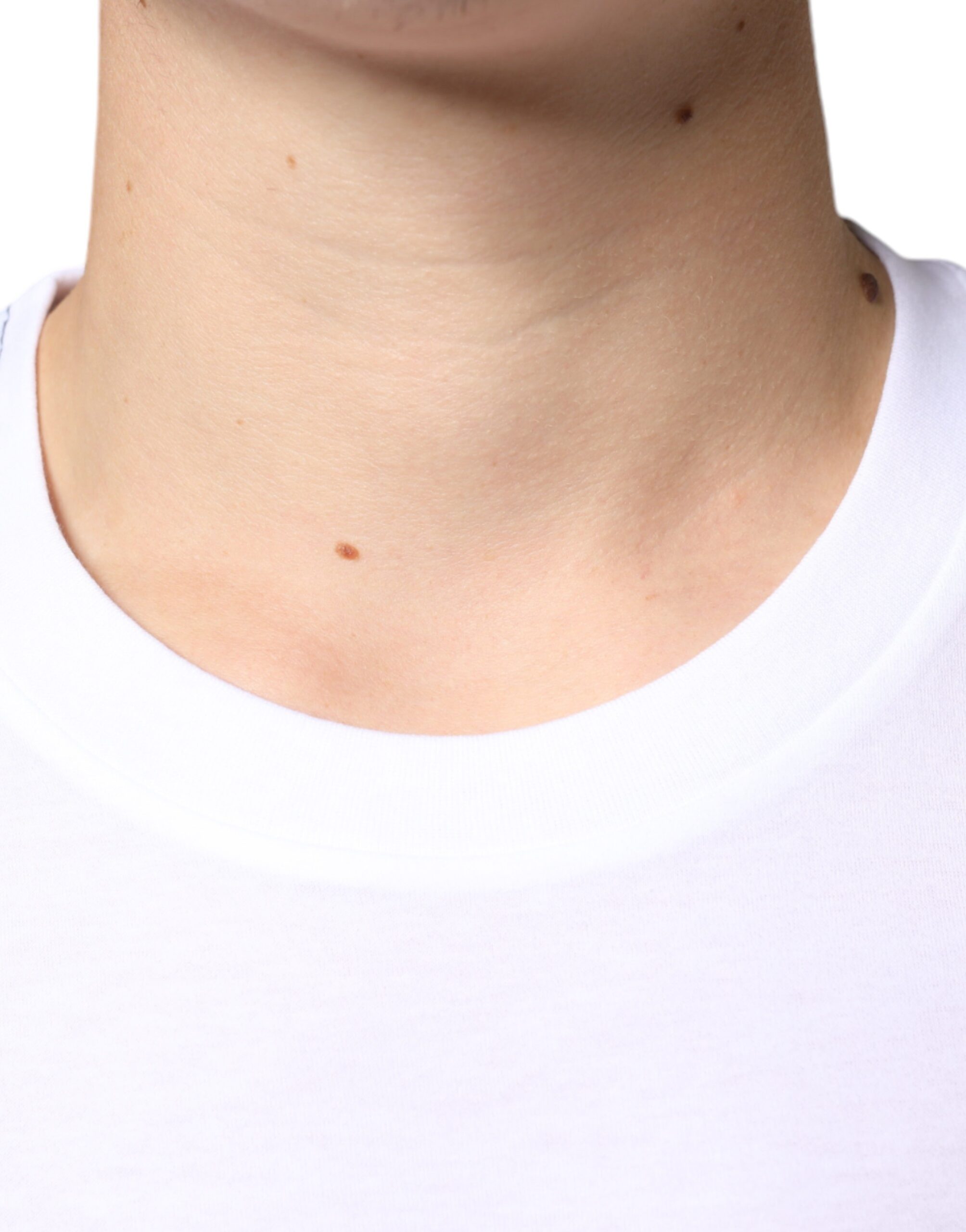 White metal DG logo cotton short sleeve T-shirt by Dolce & Gabbana, featuring a prominent logo on the front.