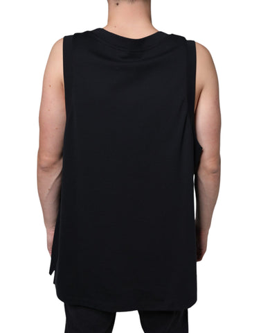 Black cotton sleeveless T-shirt by Dolce & Gabbana with "Born To Be Free" printed design.
