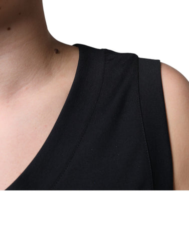 Black cotton sleeveless T-shirt by Dolce & Gabbana with "Born To Be Free" printed text on the front.