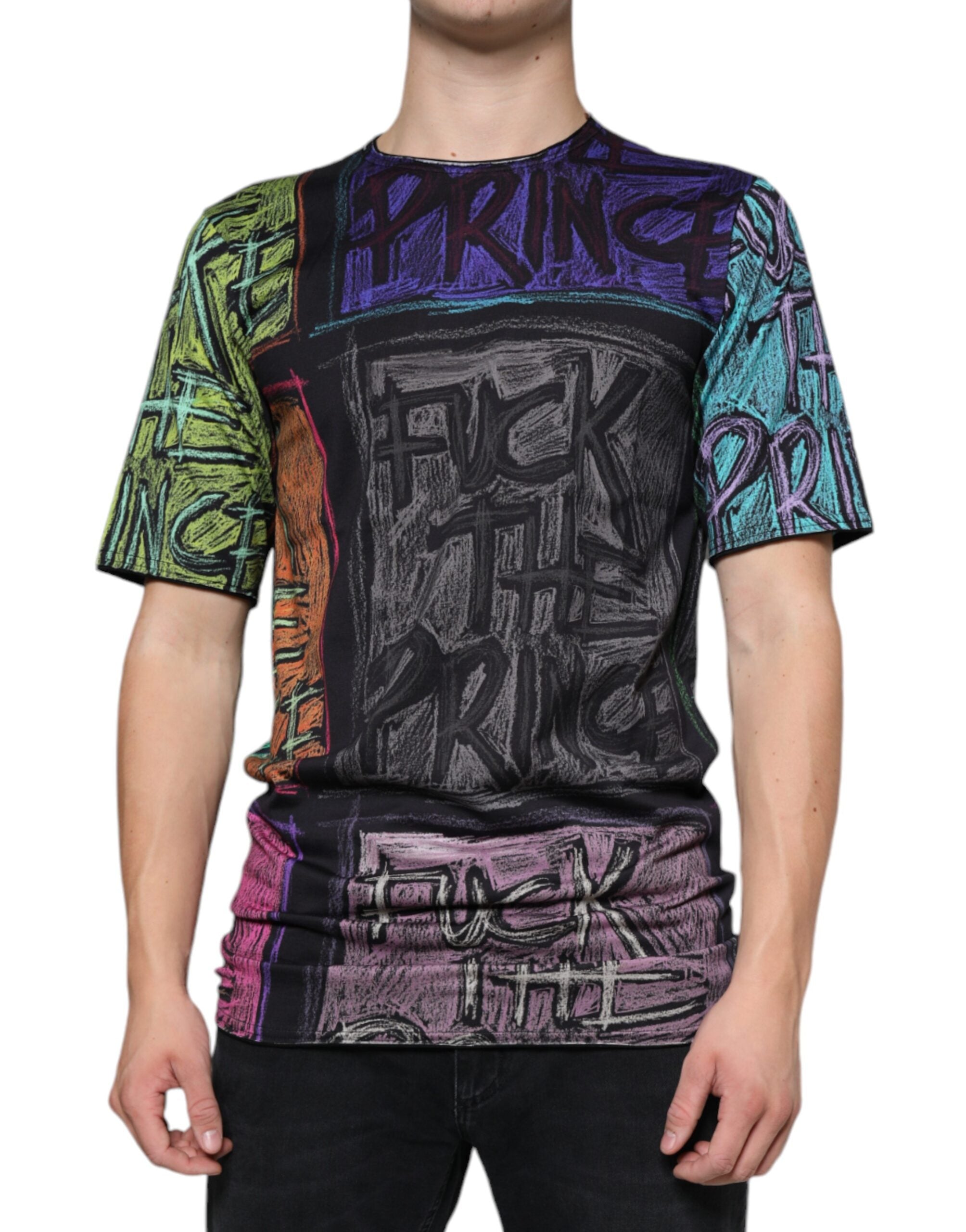 Dolce & Gabbana multicolor graphic print cotton T-shirt showing vibrant design on front.