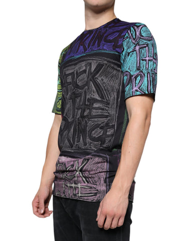 Dolce & Gabbana multicolor graphic print cotton T-shirt showing vibrant design on front.