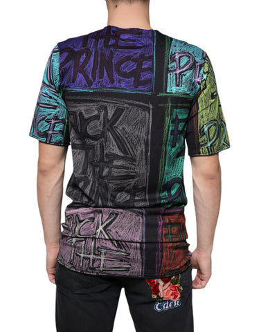 Multicolor graphic print cotton T-shirt by Dolce & Gabbana, featuring vibrant design and casual fit.