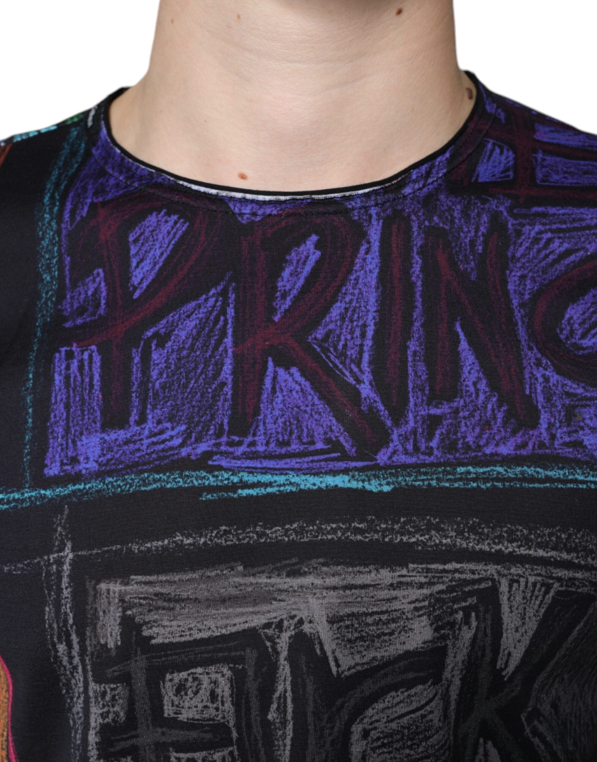Dolce & Gabbana multicolor graphic print cotton T-shirt with vibrant design and crew neck style.