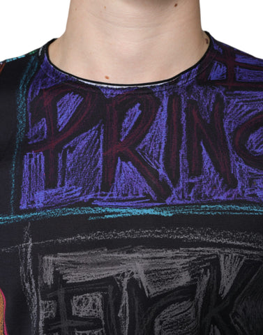 Dolce & Gabbana multicolor graphic print cotton T-shirt with vibrant design and crew neck style.